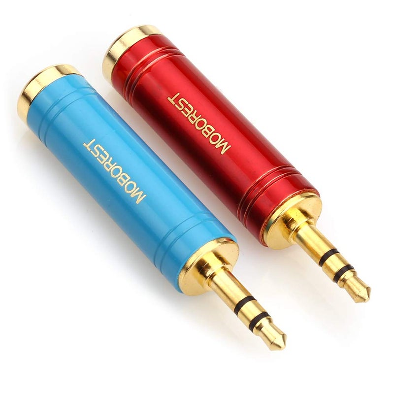 MOBOREST 3.5mm Male to 6.35mm Female Stereo Pure Copper Adapter, 1/8 Inch Plug to 1/4 Inch Jack Stereo Adapter, Can be Used Conversion Headphone adapte, amp adapte, Fashion 1Red+1Blue - Image 5